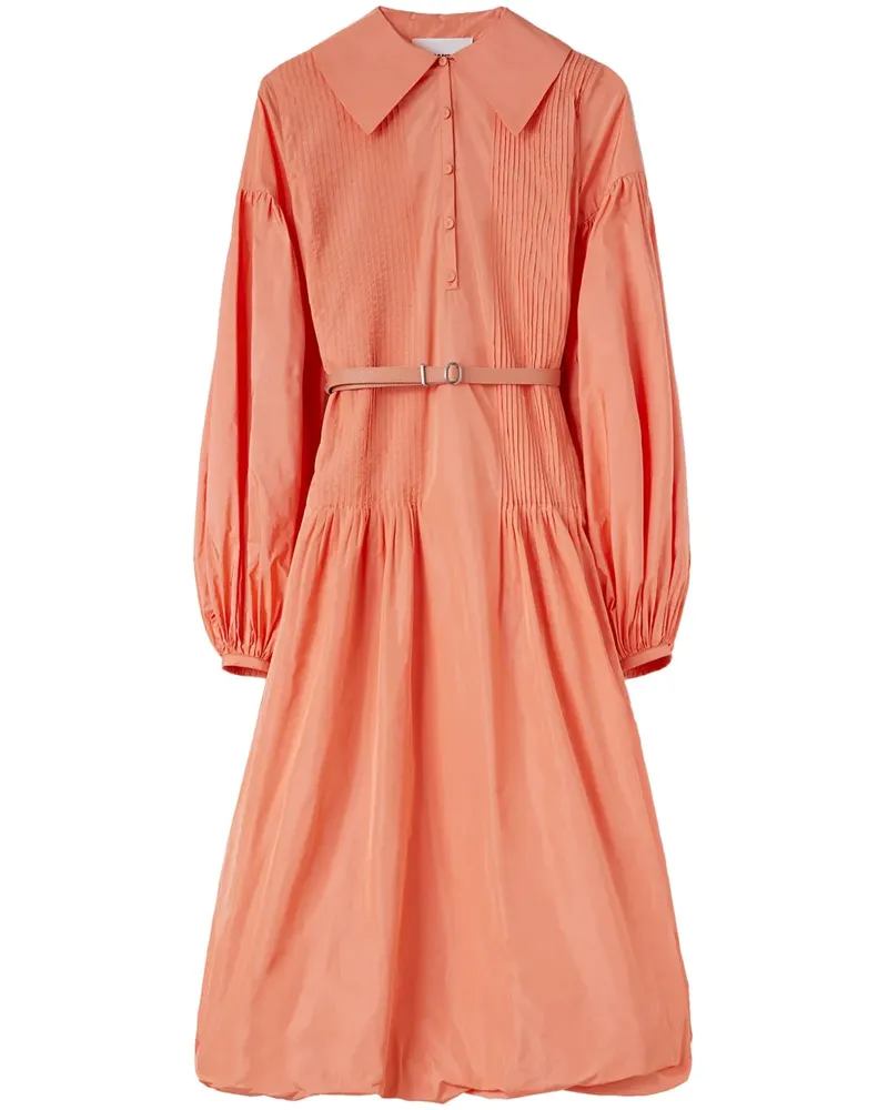 Jil Sander Taft-Faltenkleid mit Puffärmeln - Rosa Rosa
