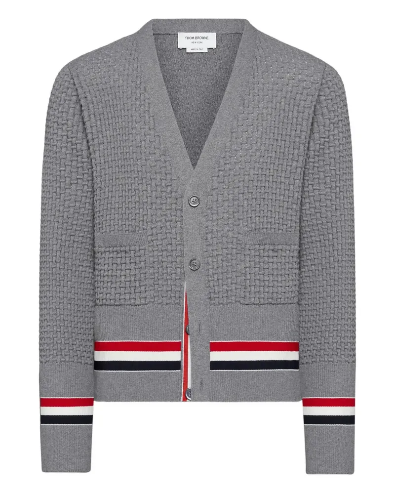 Thom Browne Cardigan mit RWB-Streifen - Grau Grau