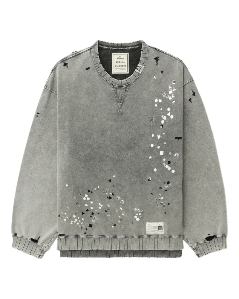 MIHARAYASUHIRO embellished distressed sweatshirt - Grau Grau