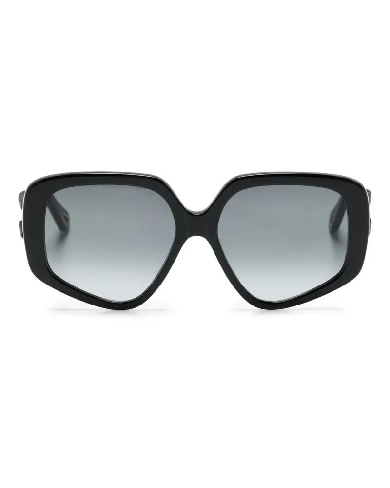 Chloé Mony Sonnenbrille mit geometrischem Gestell - Schwarz Schwarz