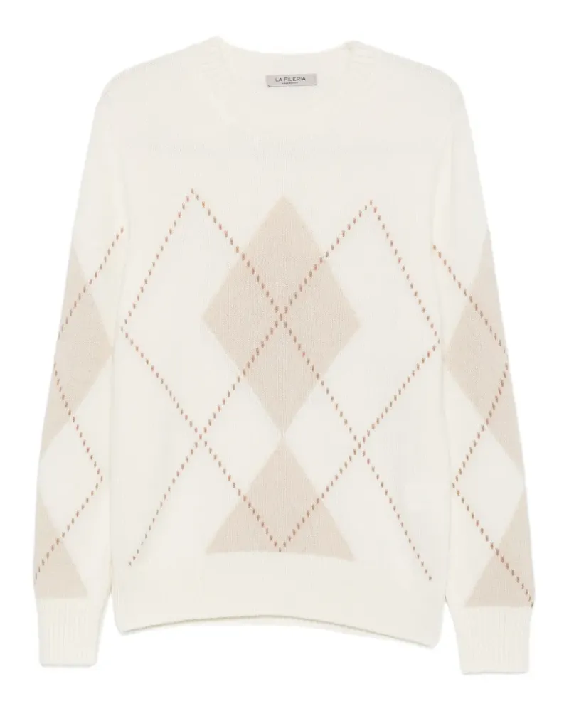 La Fileria argyle-pattern crew neck sweater - Nude Nude