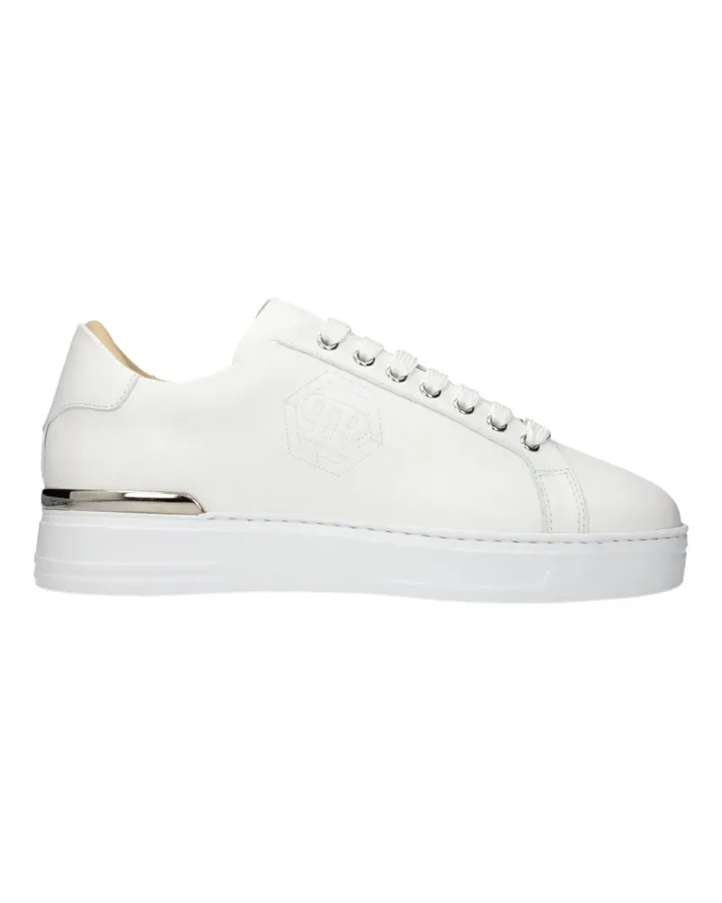 Philipp Plein Hexagon logo-debossed leather sneakers - Weiß Weiß