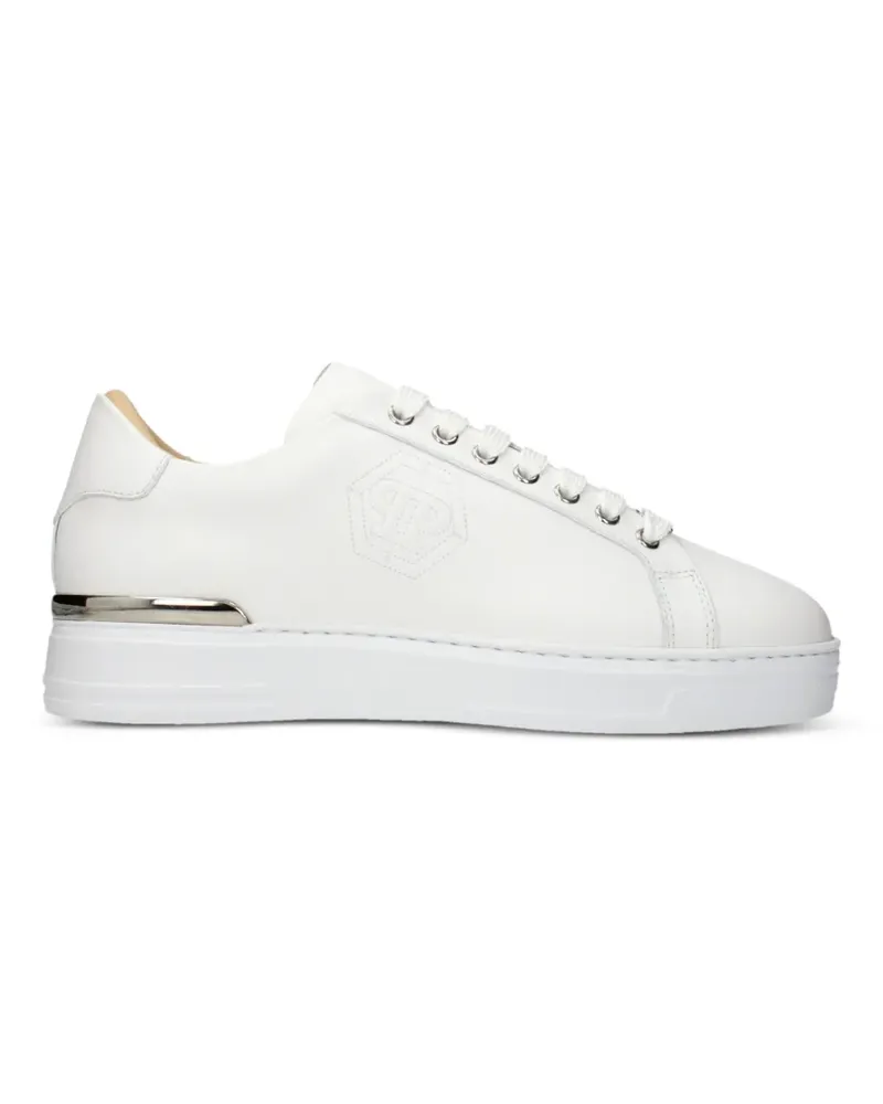 Philipp Plein Hexagon logo-debossed leather sneakers - Weiß Weiß