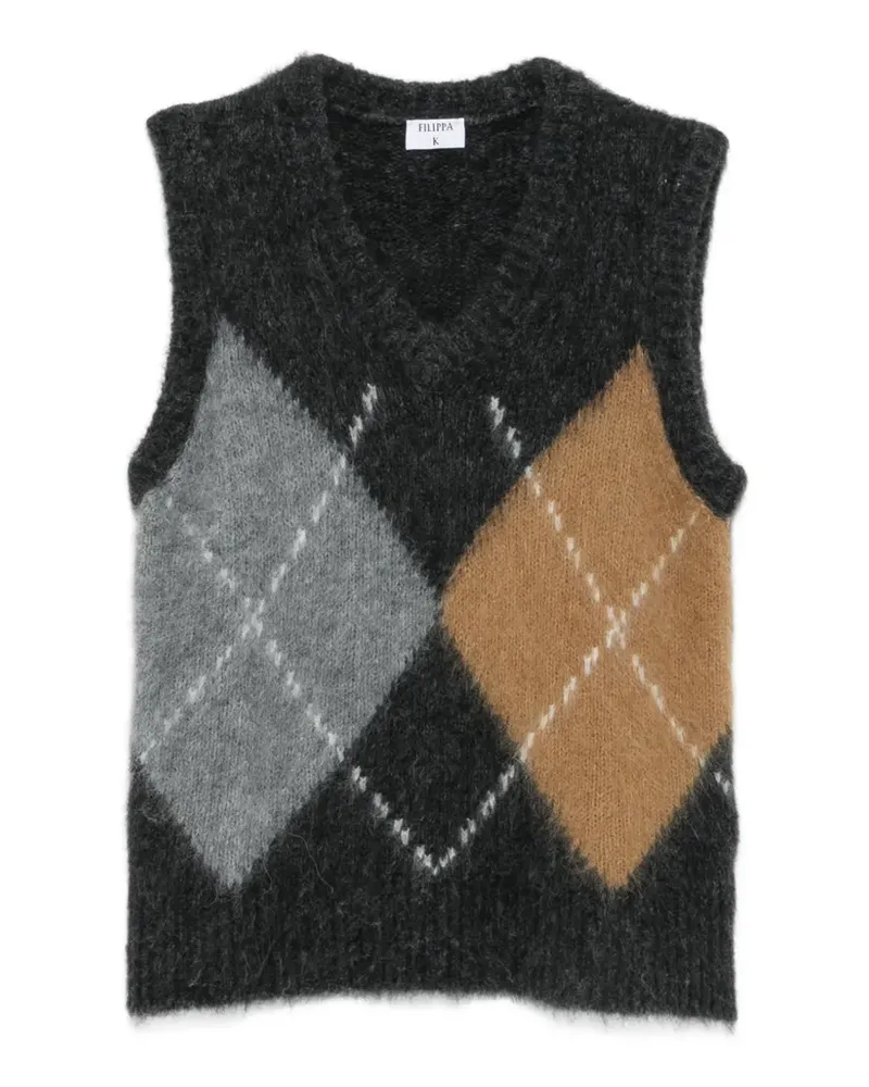 Filippa K Pullunder mit Argyle-Muster - Schwarz Schwarz