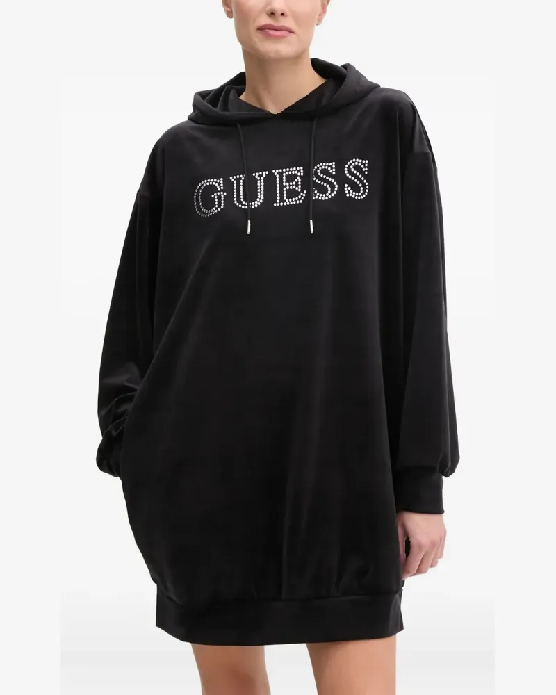Guess Kapuzenkleid mit Kristallen - Schwarz Schwarz