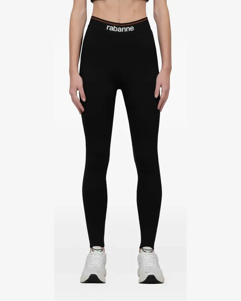 Paco Rabanne Leggings mit Logo-Bund - Schwarz Schwarz