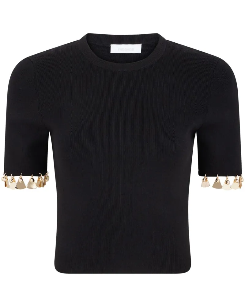 Paco Rabanne Cropped-T-Shirt mit Anhängern - Schwarz Schwarz