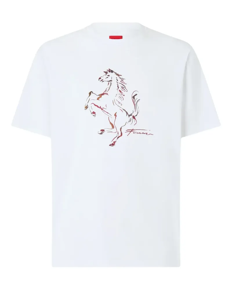 Ferrari T-Shirt mit Pferde-Print - Weiß Weiß