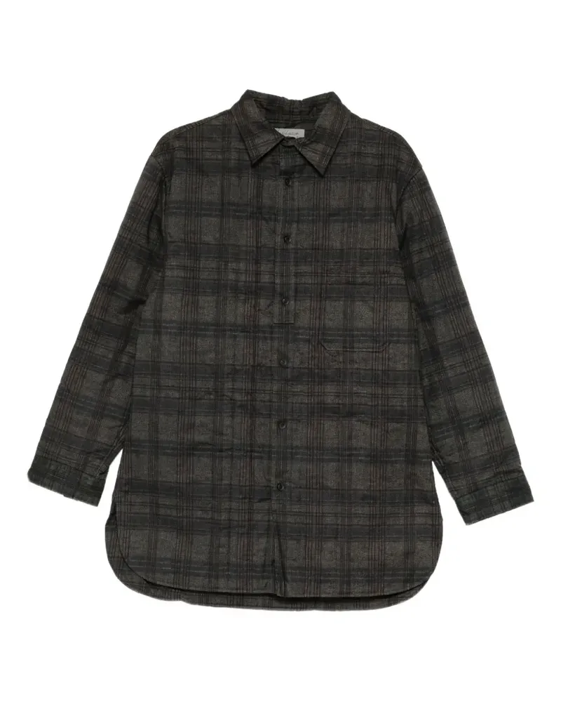 Yohji Yamamoto Kariertes Madras Hemd - Grau Grau