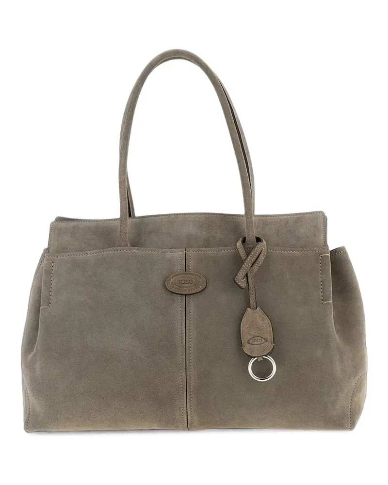 TOD'S shopping bag in suede medium - Grau Grau