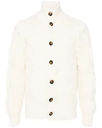 Canali Gerippter Cardigan mit Flechtdetail Nude