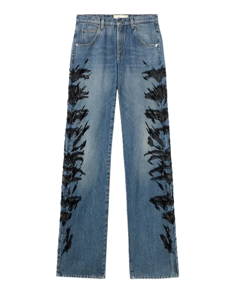 Blumarine zebra-embroidered regular-fit jeans - Blau Blau