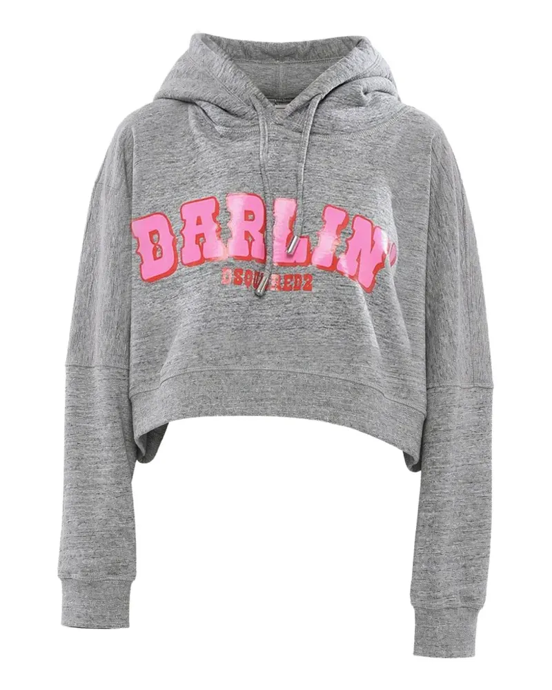 Dsquared2 logo-print crop hoodie - Grau Grau