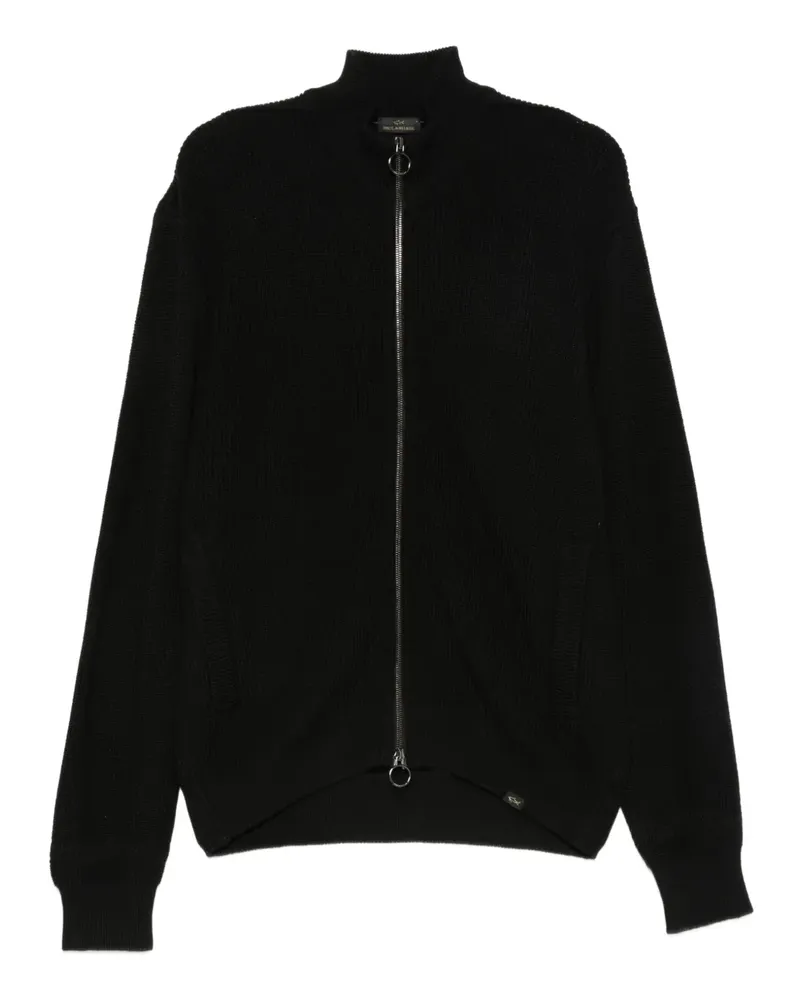 Paul & Shark Gerippter Pullover mit Reißverschluss - Schwarz Schwarz