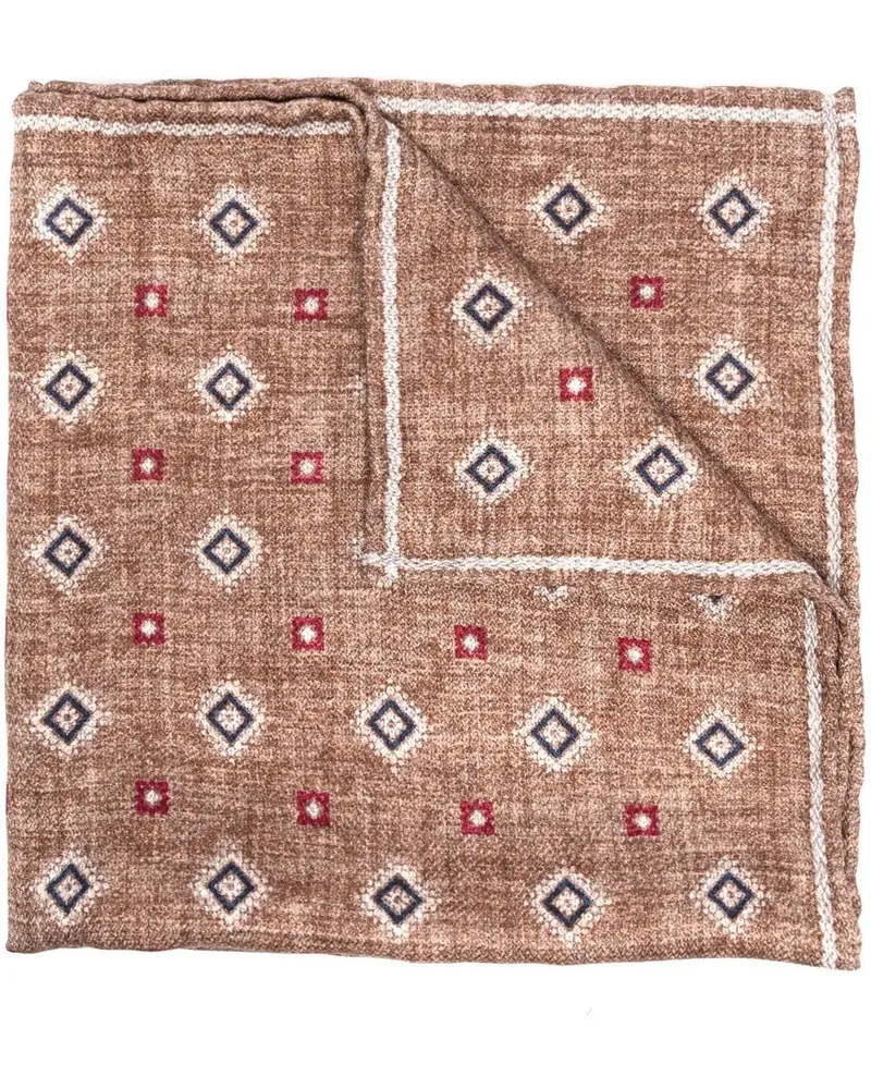 Brunello Cucinelli Einstecktuch mit geometrischem Print - Braun Braun