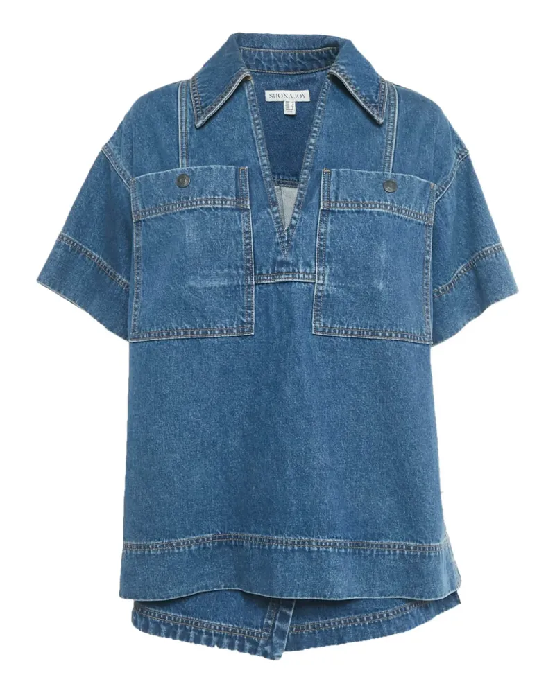 Shona Joy Poloshirt und Shorts mit V-Ausschnitt - Blau Blau