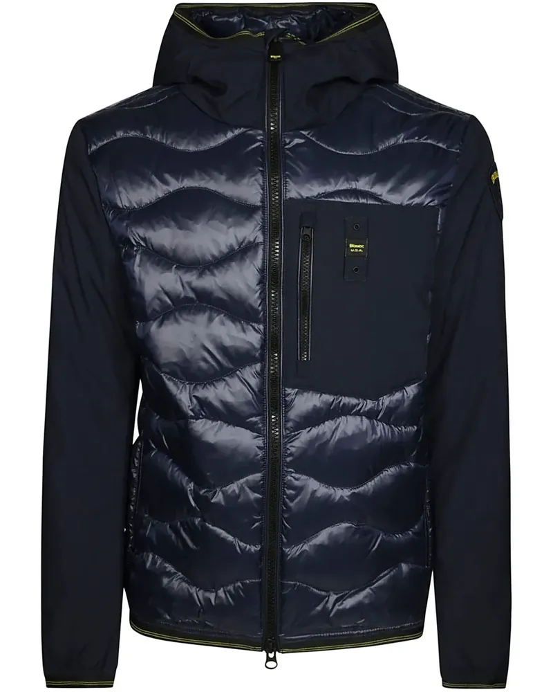 Blauer Wattierte Jacke mit Logo Blau