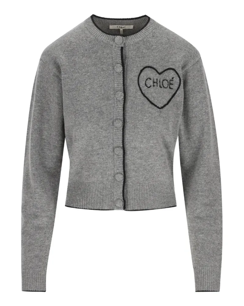 Chloé heart-motif button-up cardigan - Grau Grau