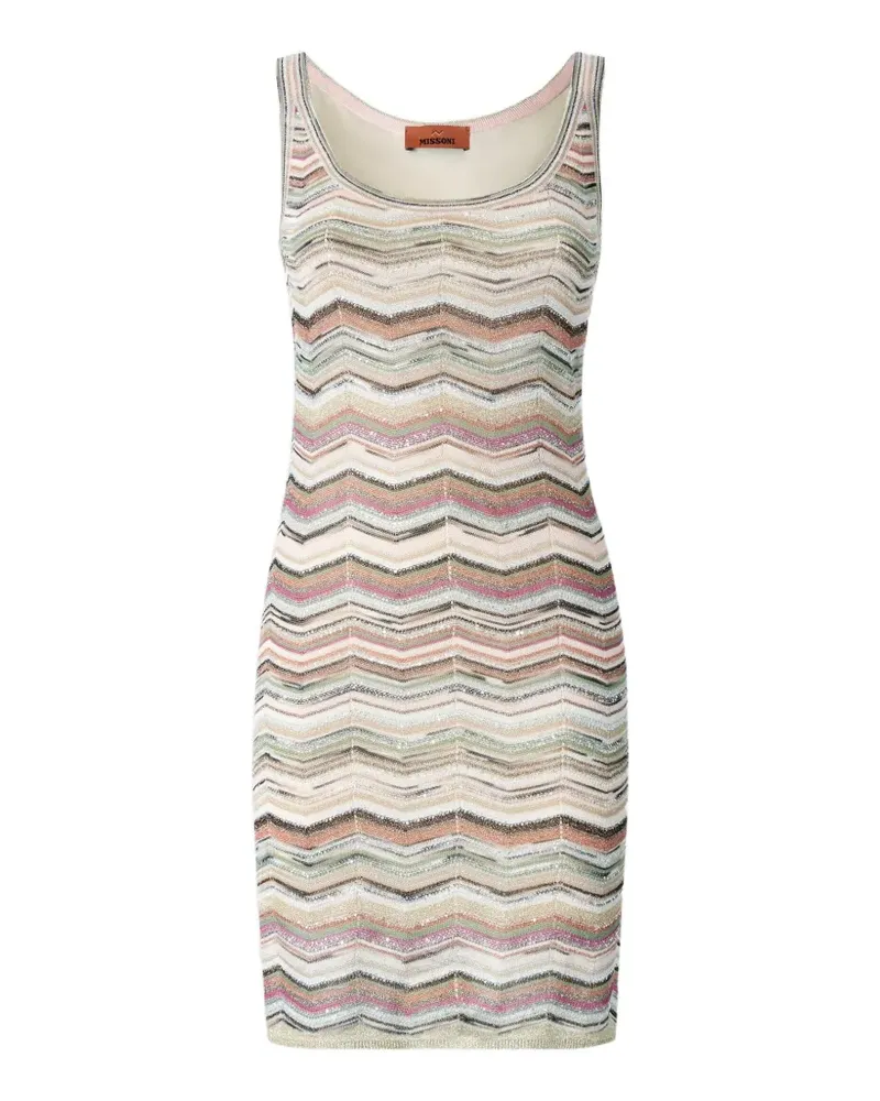 Missoni Zigzag-knit scoop-neck dress - Nude Nude