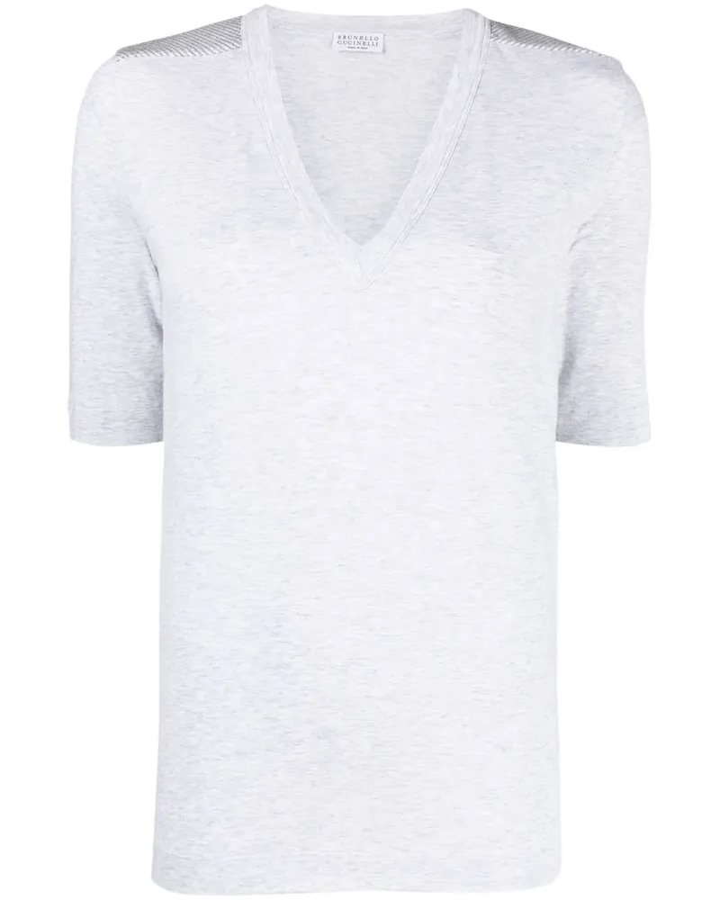 Brunello Cucinelli T-Shirt mit V-Ausschnitt - Grau Grau