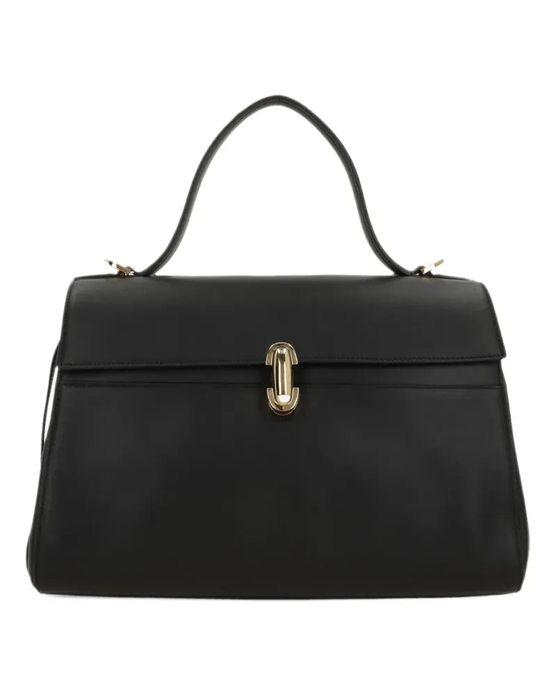 SAVETTE Soft Symmetry Tote Bag aus Leder - Schwarz Schwarz