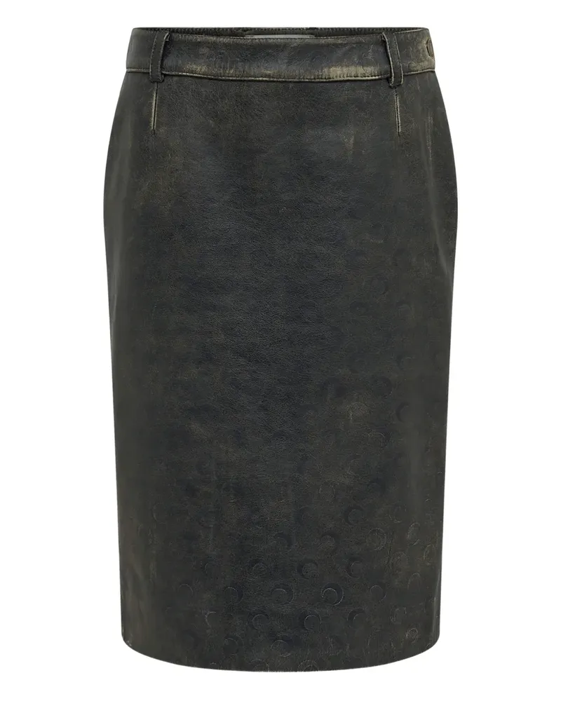 Marine Serre Moon leather midi skirt - Schwarz Schwarz