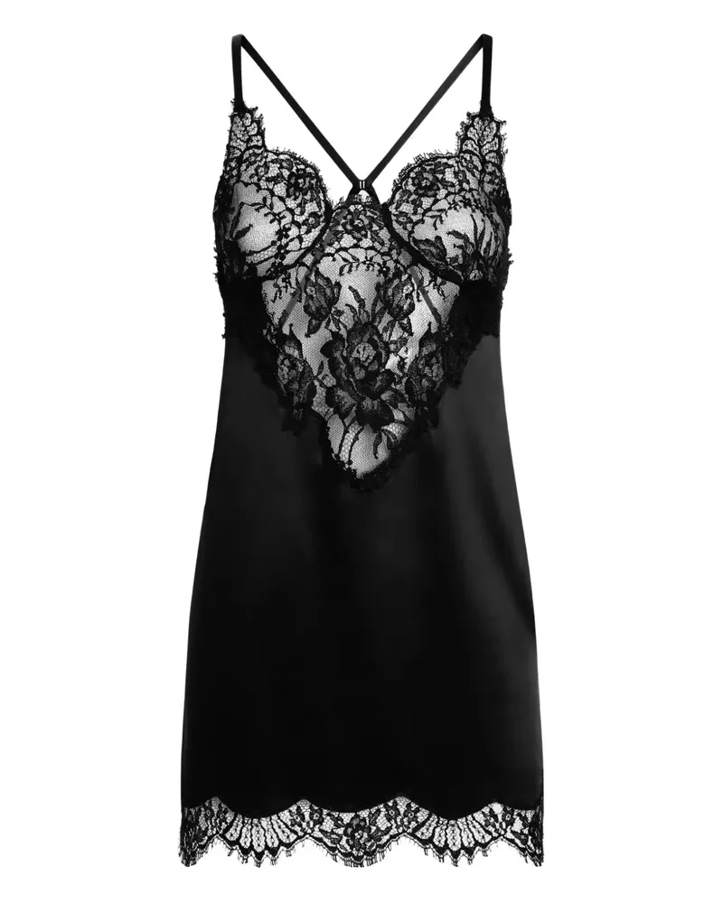Dolce & Gabbana Camisole-Top aus Satin mit Spitzenstickerei - N0000 BLACK N0000