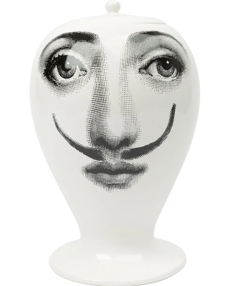 Fornasetti Femme aux Moustache' Keramikvase Weiß