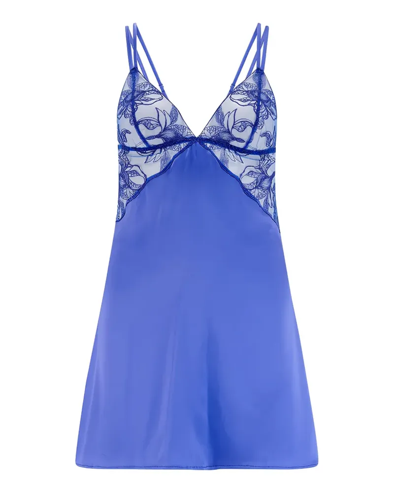 Fleur Of England Iris Nachthemd aus Seide - Blau Blau