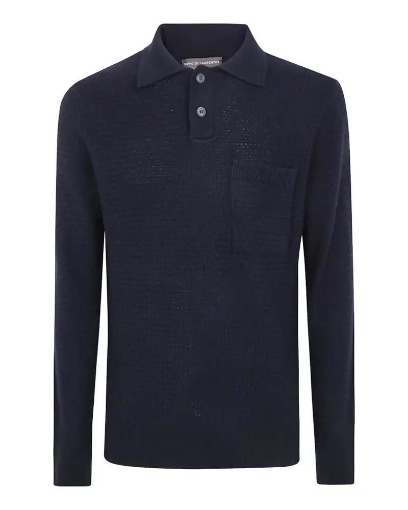Filippo de Laurentiis Strukturiertes Poloshirt mit Brusttasche - Blau Blau