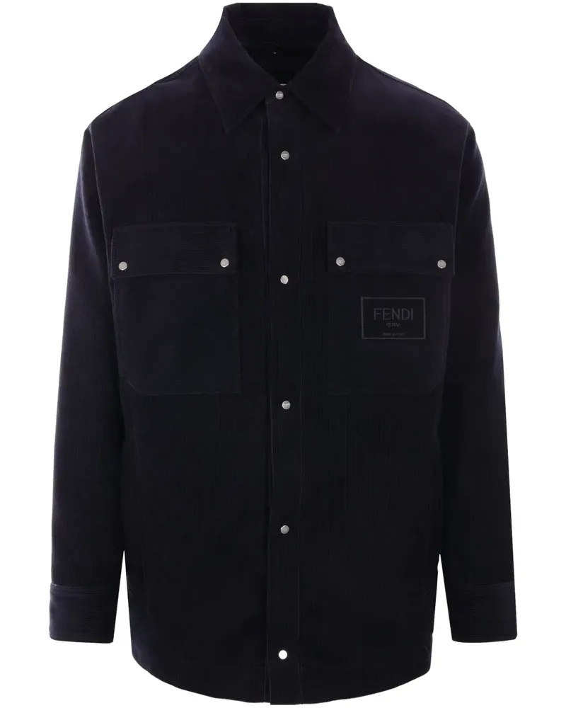 Fendi Hemdjacke aus Cord - Blau Blau