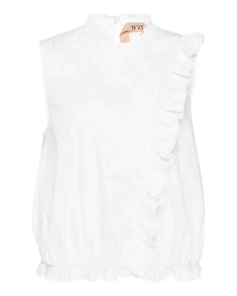 N° 21 Ärmellose Bluse mit Rüschenbesatz - Weiß Weiß