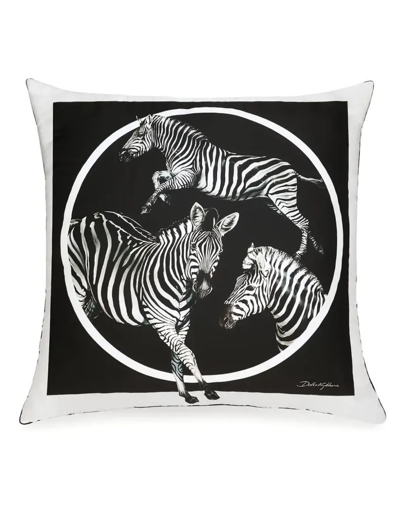 Dolce & Gabbana Seidenkissen mit Zebra-Print (75cm x 75cm) - Schwarz Schwarz