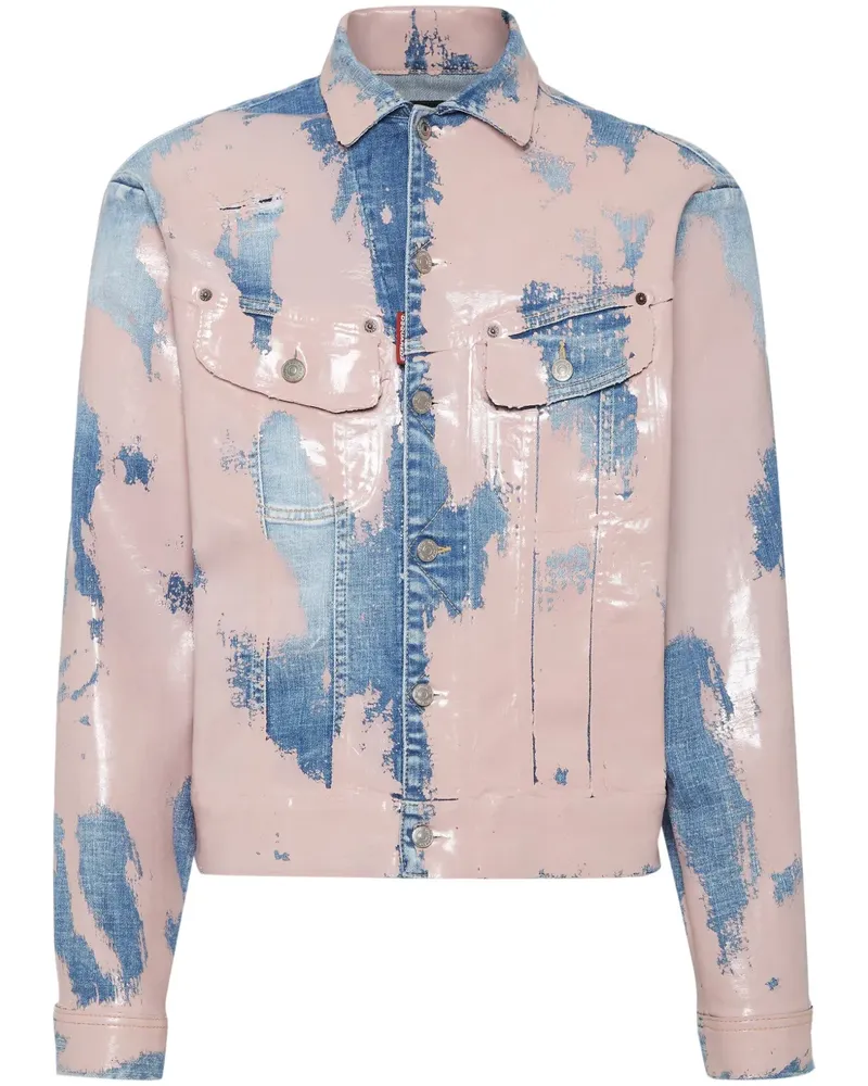 Dsquared2 Zweifarbige Distressed-Jeansjacke - Rosa Rosa