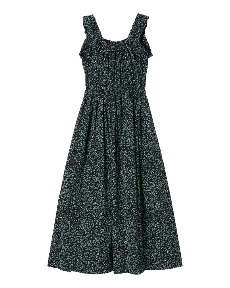 b+ab Gerafftes Kleid mit Blumenprint - Schwarz Schwarz