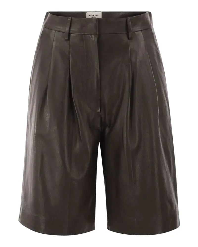 Max Mara Bermudas aus Nappaleder - Dark Bown - Braun Braun