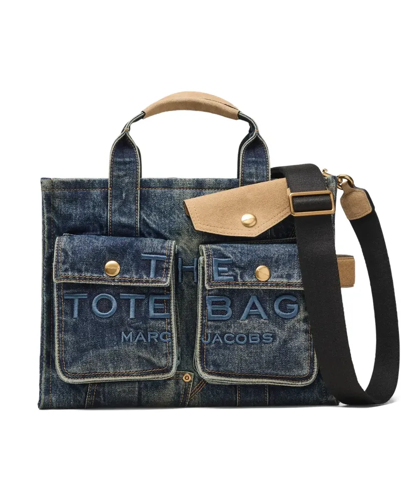 Marc Jacobs Mittelgroßer The Denim Tote Bag mit Wildledertasche - Blau Blau