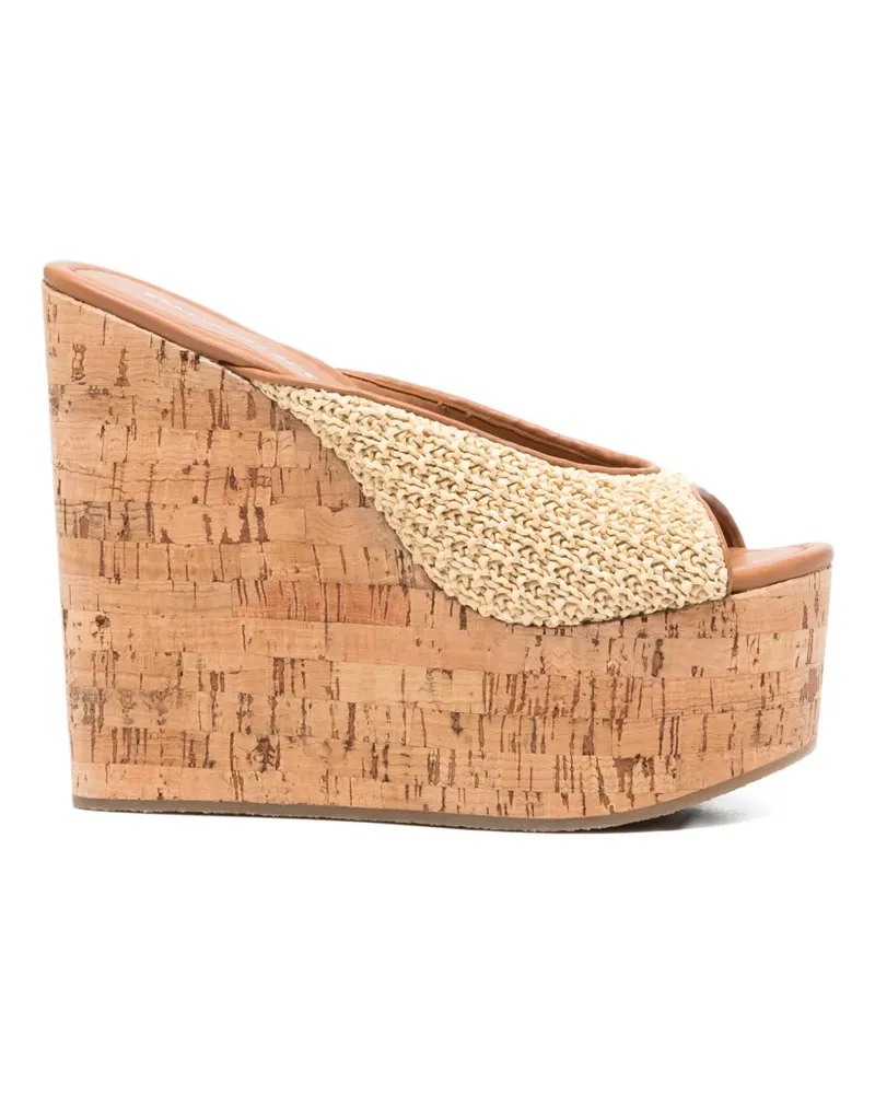 Ermanno Scervino woven-strap cork-wedge sandals - Nude Nude