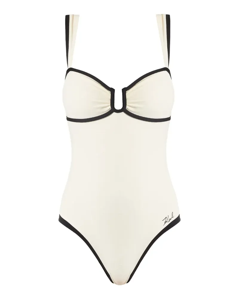 Karl Lagerfeld signature piped swimsuit - Nude Nude