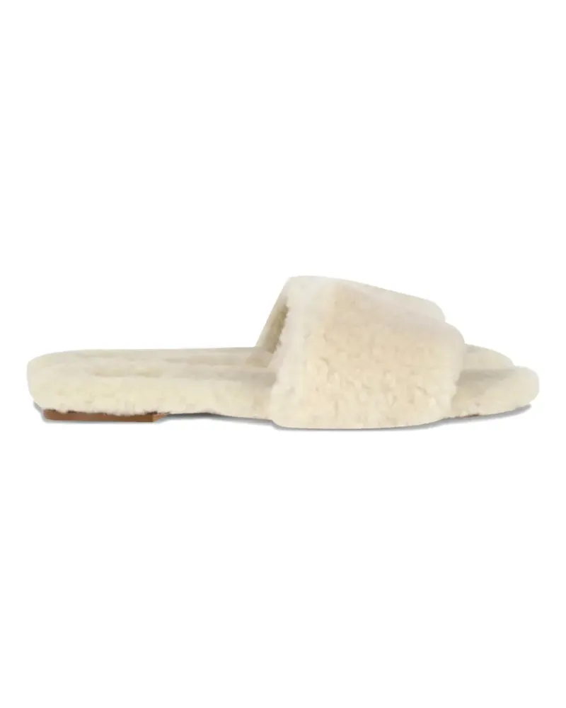 aeyde Shearling-Sandalen mit eckiger Kappe - Nude Nude