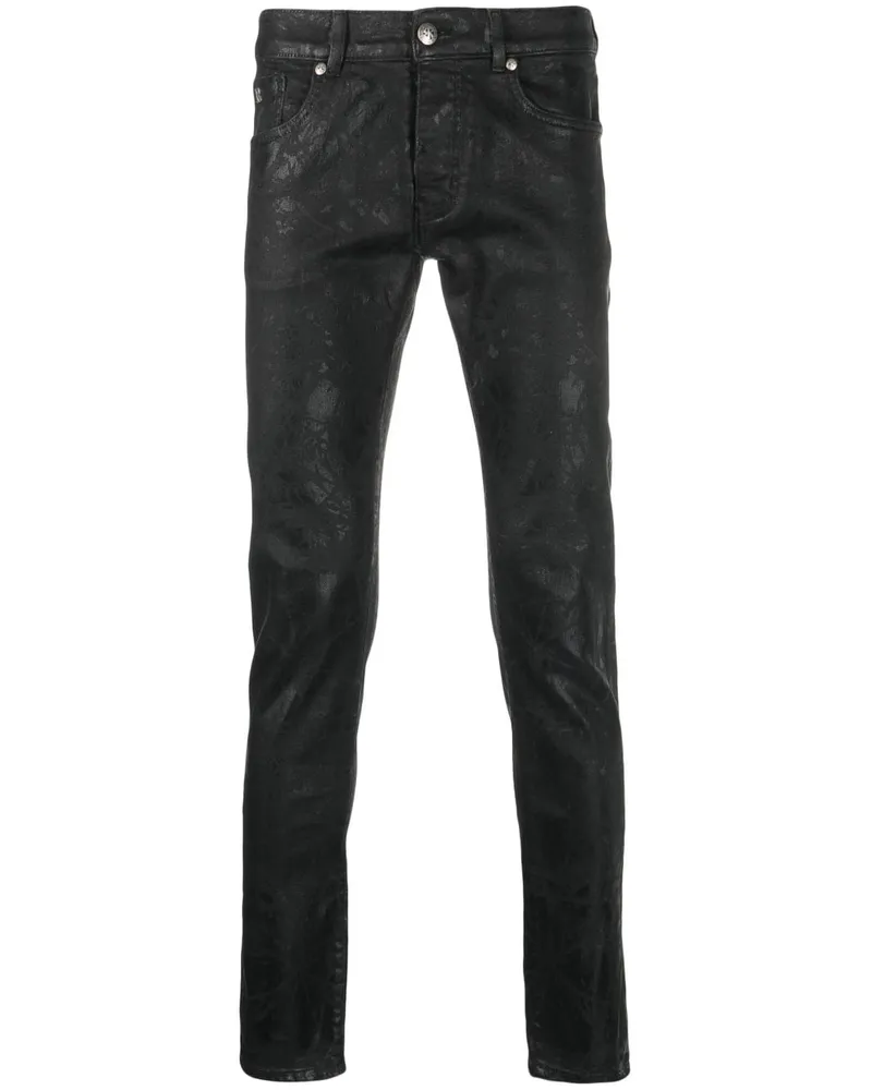 John Richmond Iggy Skinny-Jeans im Metallic-Look Schwarz