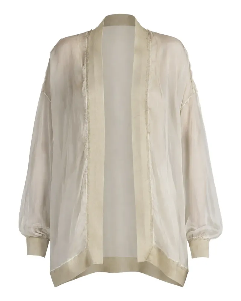 Avant Toi sheer-panelled frayed cardigan - Nude Nude