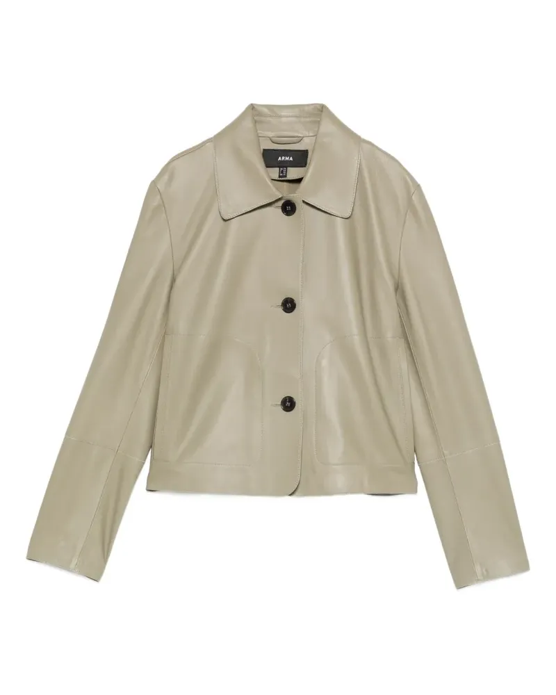Arma Lederjacke mit kastigem Schnitt - Grün Grün