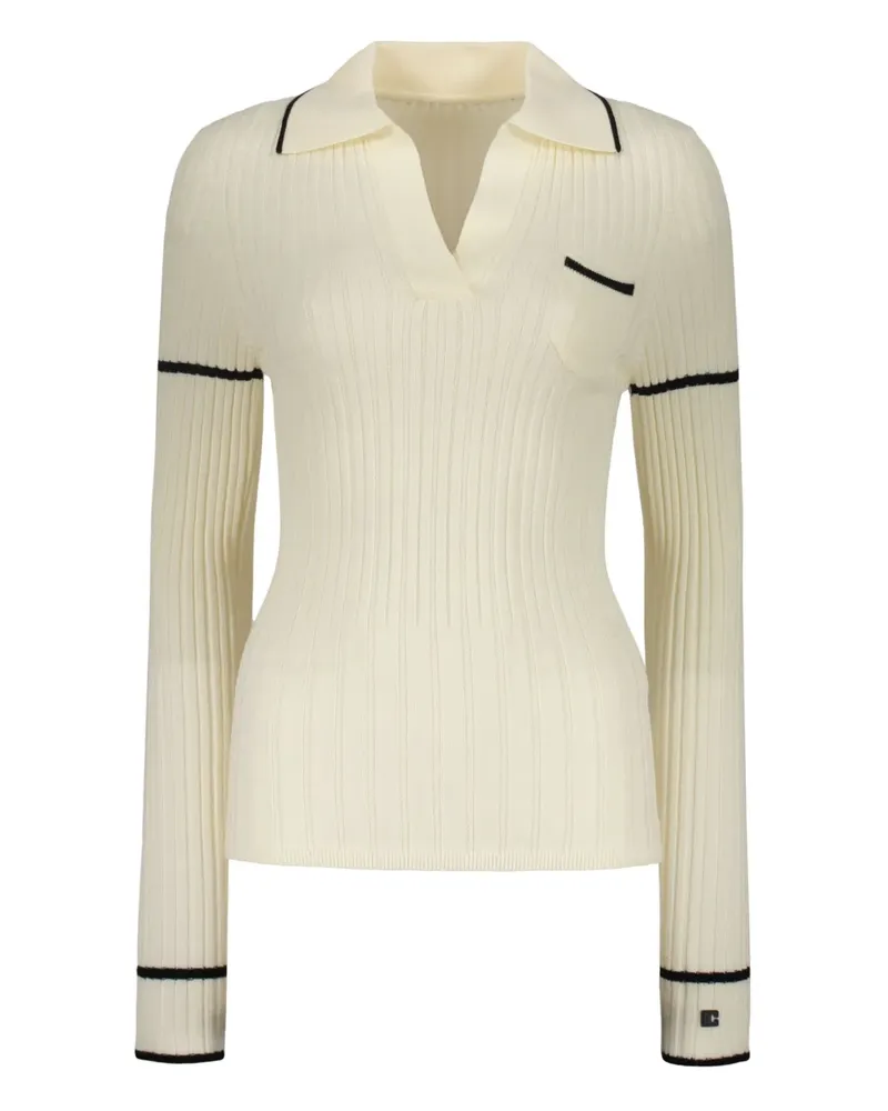 LOW CLASSIC Geripptes Poloshirt - Nude Nude