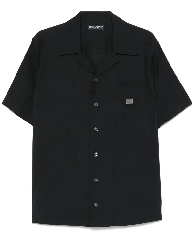 Dolce & Gabbana Hemd mit Logo-Schild - Schwarz Schwarz