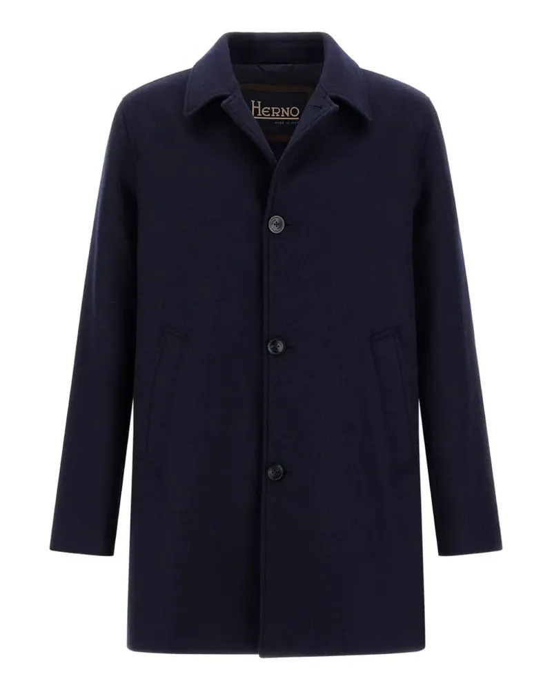 Herno Mantel aus diagonalem Wollstoff - Blau Blau