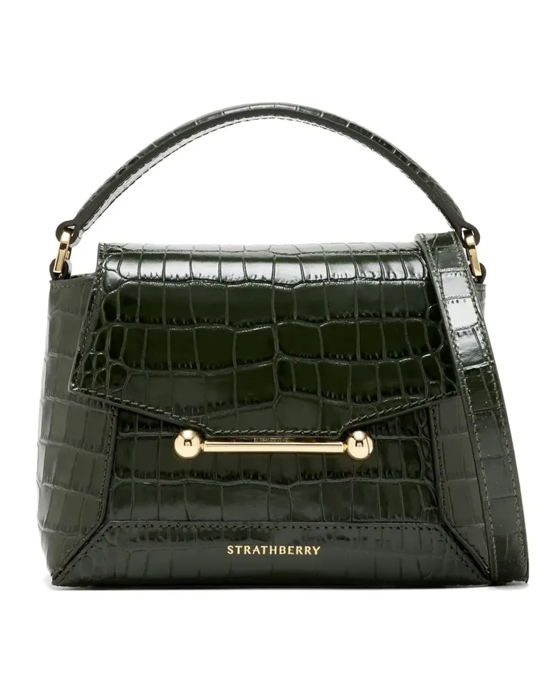 Strathberry croc-effect satchel cross body bag - Grün Grün
