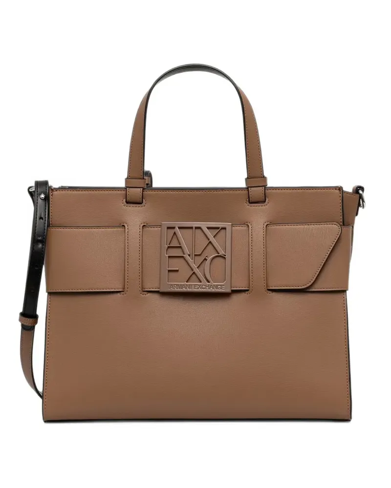 Armani Exchange Shopper mit Logo-Schild - Braun Braun