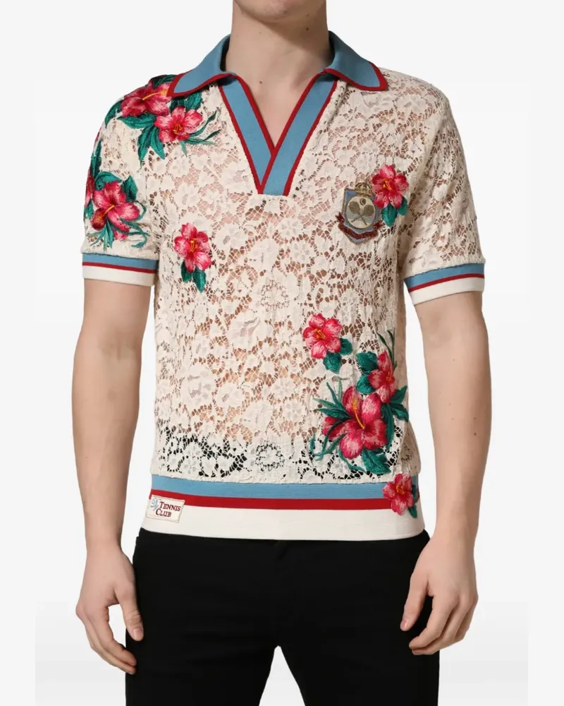 Dolce & Gabbana T-Shirt mit Blumenspitze - Nude Nude