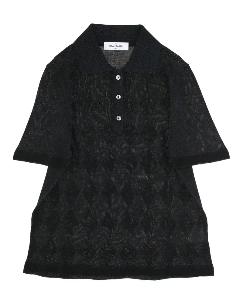 Gran Sasso argyle-knit short-sleeve polo top - Schwarz Schwarz